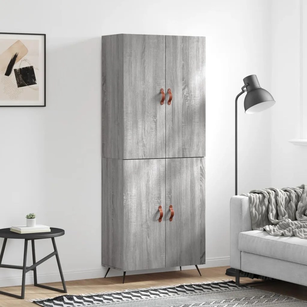 3195657 vidaXL Висок шкаф, сив сонома, 69,5x34x180 см, инженерно дърво