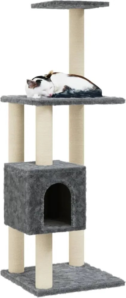 Котешко дърво със сизалени стълбове, тъмносиво, 104 см