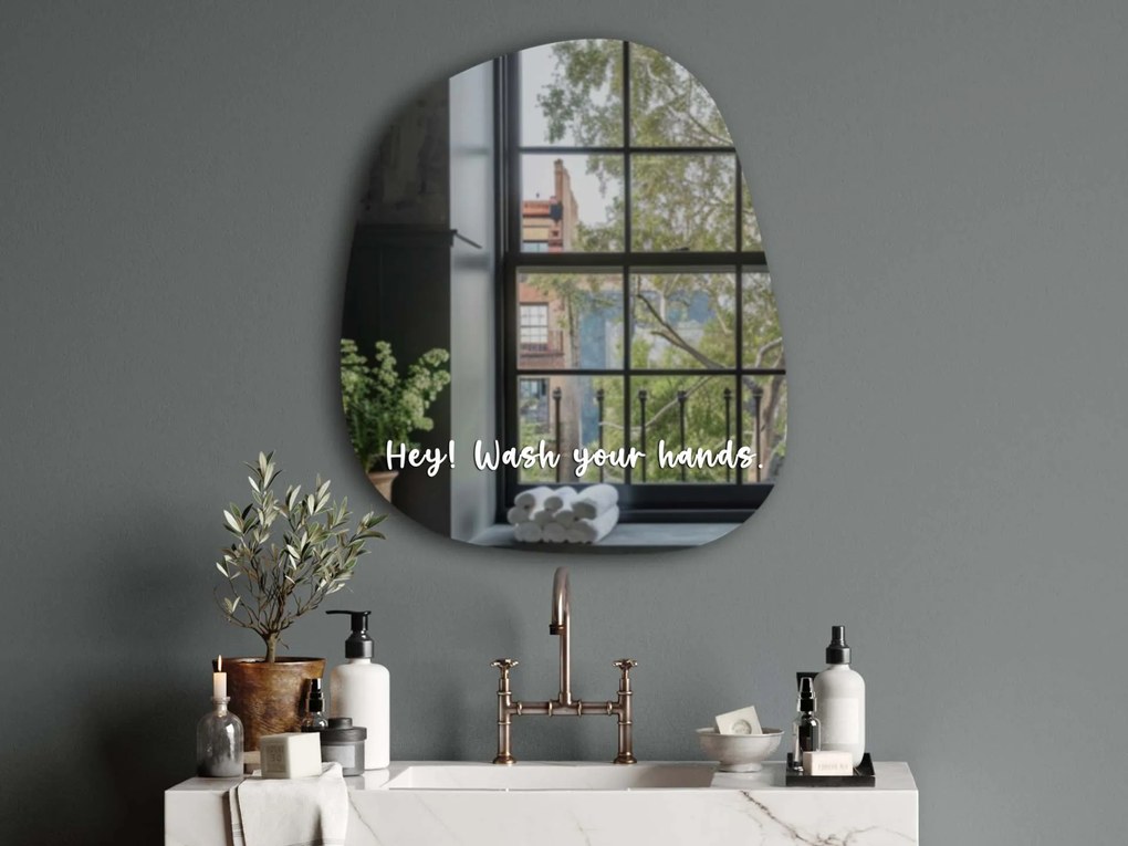 Стикер за огледало S32 – Hey! Wash your hands. 89x9