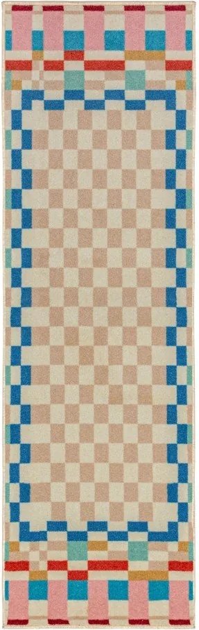 Пътека със смес от вълна 80x300 cm Checkered Border – Flair Rugs