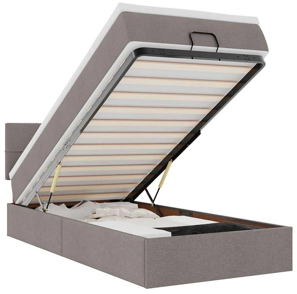 3312267 vidaXL Османска легло с матрак и LED, таупе, 80x200 см, плат