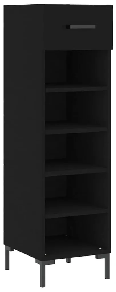 829677 vidaXL Шкаф за обувки, черен, 30x35x105 см, инженерно дърво