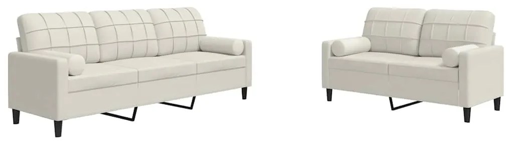 3278419 vidaXL Мека мебел от 2 части с възглавници и болстери кремав кадифе