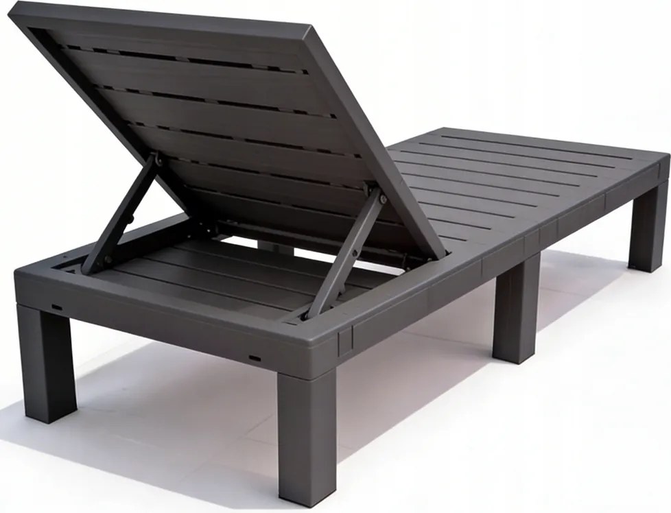 Здрав градински шезлонг за басейн и тераса - сив с възглавница