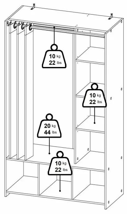 Дъбов гардероб в бяло и бежово 105x180 cm Kit - Tvilum