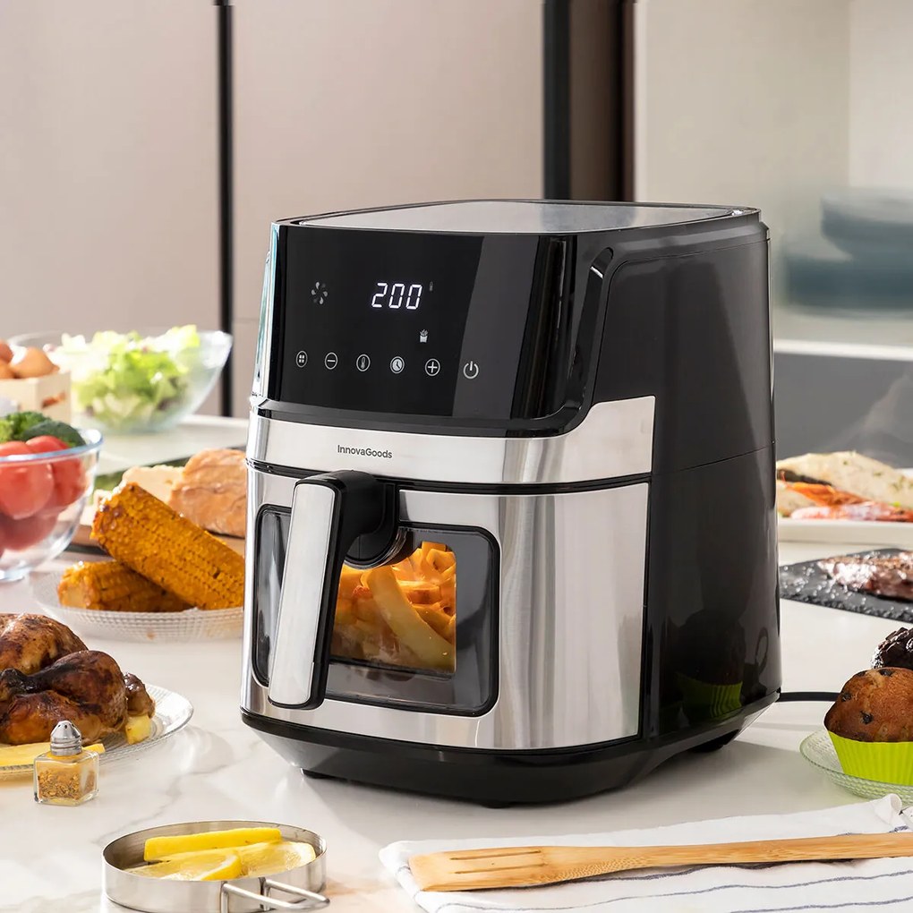 Фритюрник без Мазнина InnovaGoods Fryinn View 6500 Черен Неръждаема стомана 1700 W 6,5 L