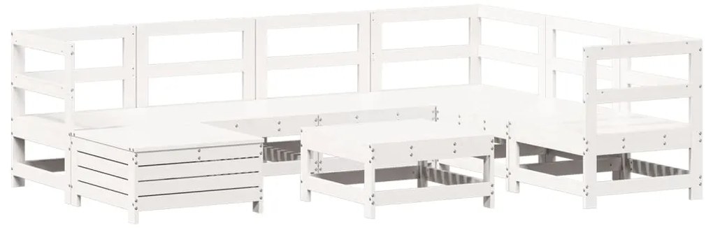 3250557 vidaXL Градински комплект диван от 8 части, бял, бор масив