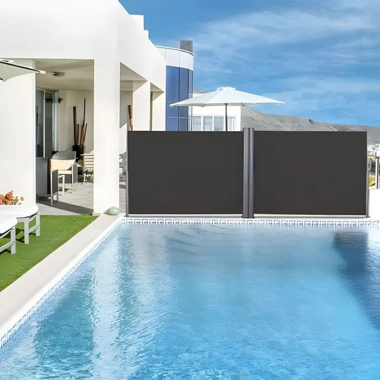 Двойна странична тента, екран 300 x 300 x 180 cm за тераса и балкон - сива