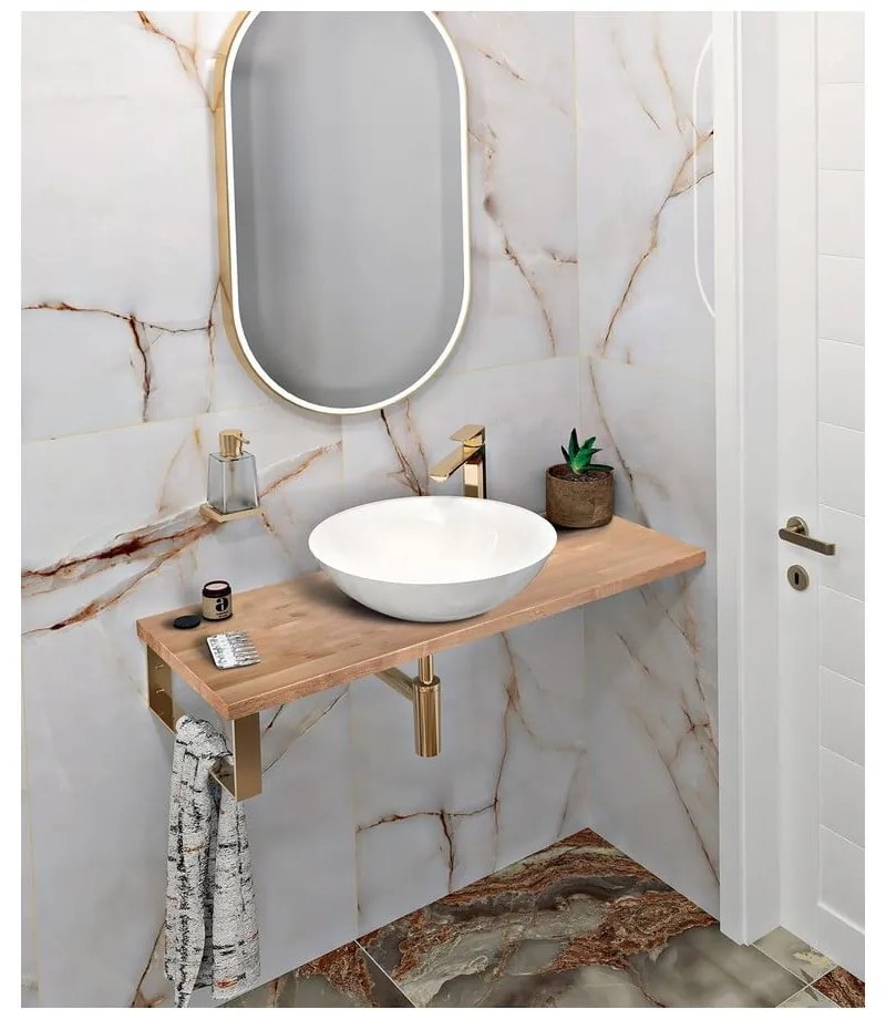 Плоча под мивката от масивен дъб в естествен цвят 140x36 cm Woody – Sapho