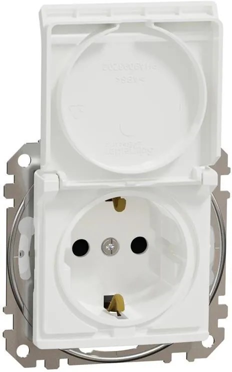 SE Контакт шуко с детска защита авт. и капак IP44 цвят Бял Sedna  - SDD211024