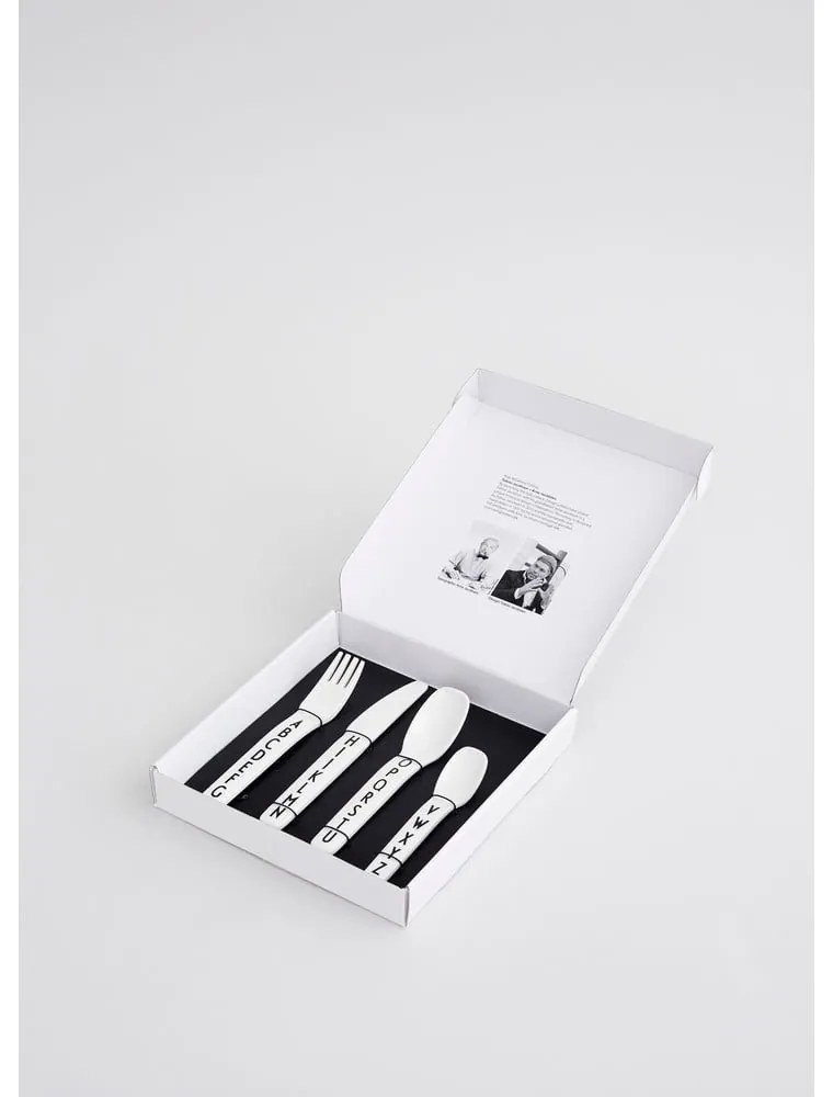 Комплект бели детски прибори от 4 части - Design Letters