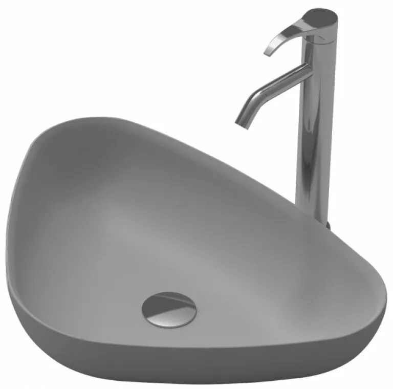 Мивка за баня ICB 686G, монтаж върху плот, твърда повърхност, сив мат, 60x42x13см