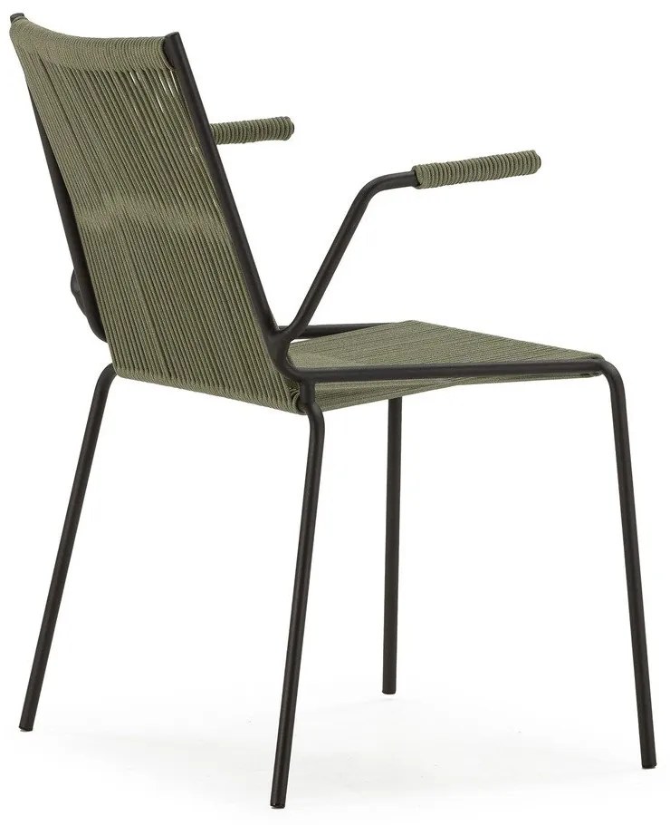 Зелени метални трапезни столове в комплект с подлакътници/за подреждане 2 бр. Emily – Marckeric