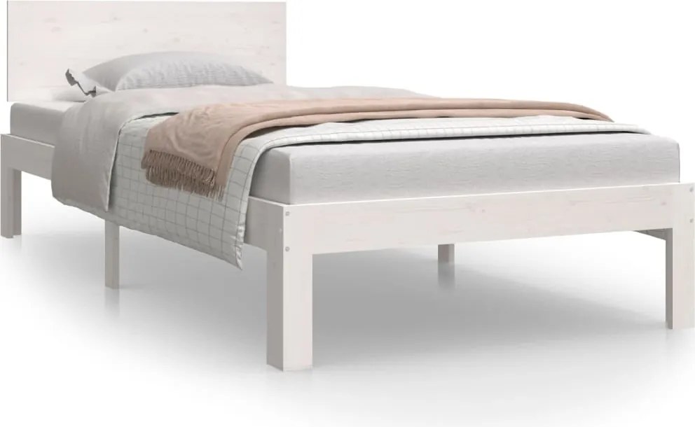 810481 vidaXL Рамка за легло, бяла, бор масив, 90x200 cм