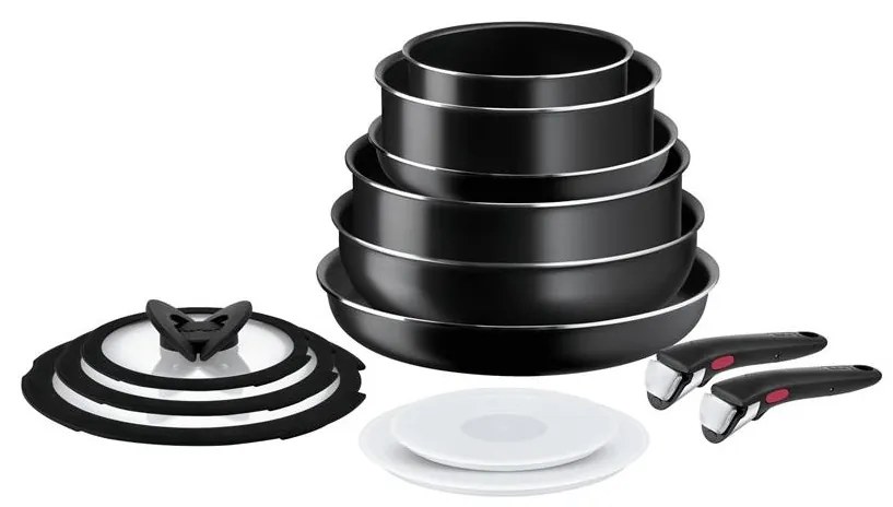 Tefal - Комплект готварски съдове 13 бр. INGENIO EASY COOK &amp; CLEAN BLACK