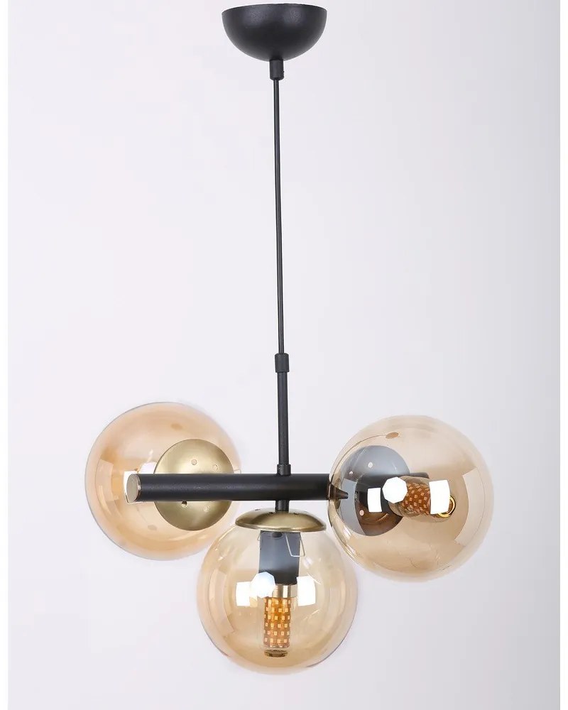 Жълто-черна висяща лампа със стъклен абажур ø 15 cm Cascade - Squid Lighting