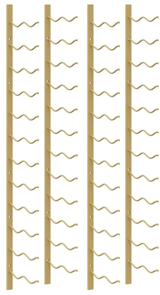 340886 vidaXL Стойки за вино за 24 бутилки стенен монтаж 2 бр златисти желязо