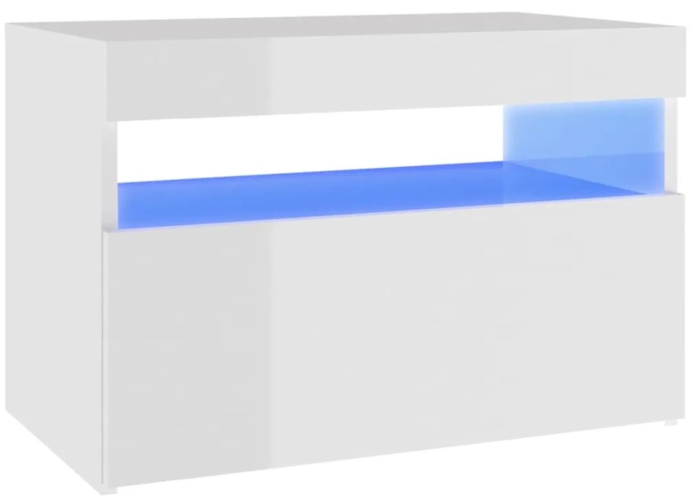 804421 vidaXL ТВ шкаф с LED осветление, бял гланц, 60x35x40 см