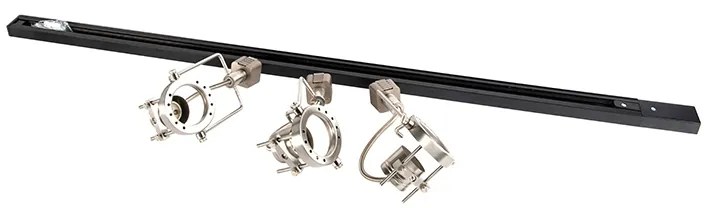 Релсова система с 3 прожектора 1-фазен черен с стомана - Suplux