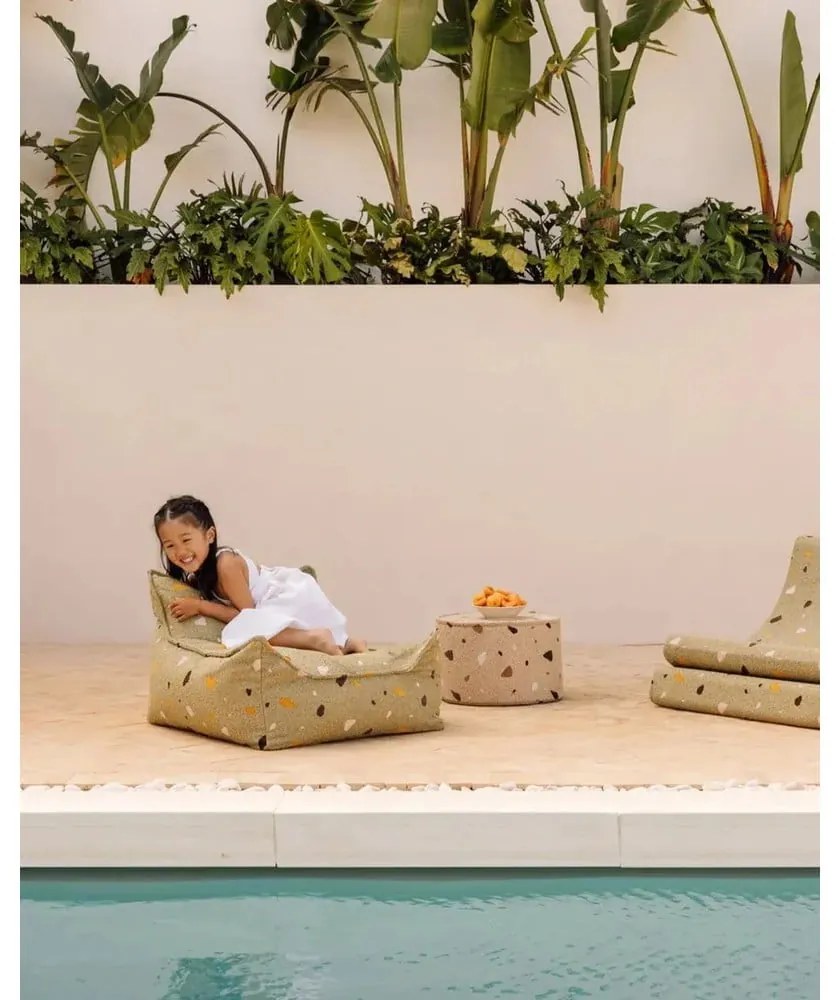 Светлокафяв детски пуф от букле и шенил Terrazzo – Wigiwama