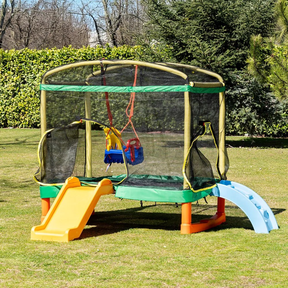 CHIPOLINO Батут 200 см. PLAYGROUND с пързалка ЗЕЛЕН