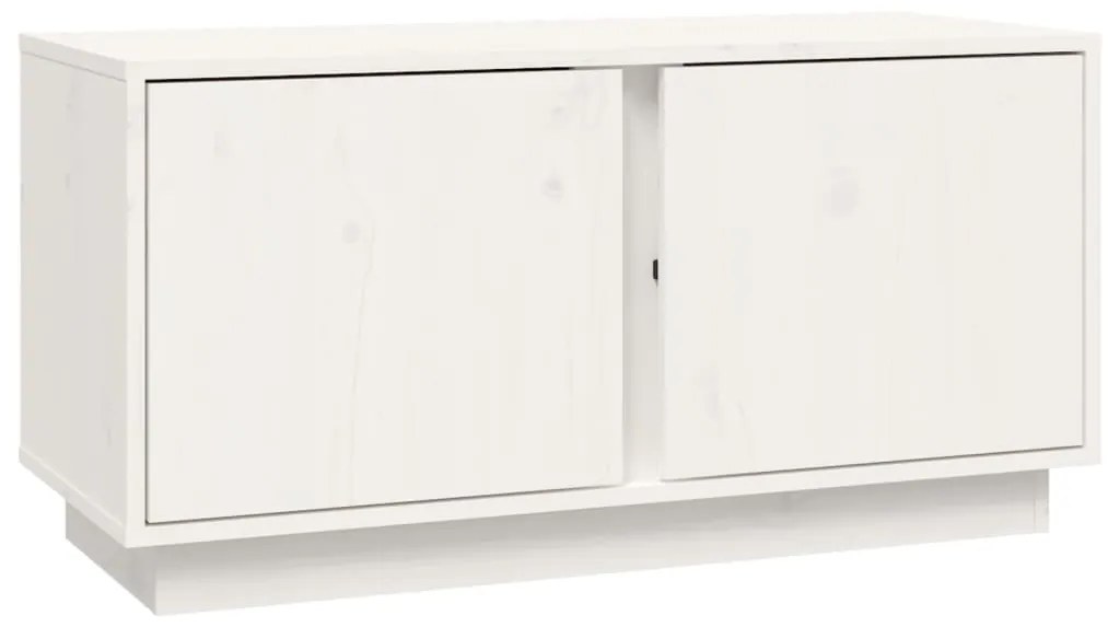 814470 vidaXL ТВ шкаф, бял, 80x35x40,5 см, бор масив