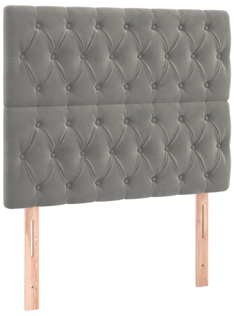 3116710 vidaXL Табла за легло, светло сива, 100x7x118/128 см, кадифе