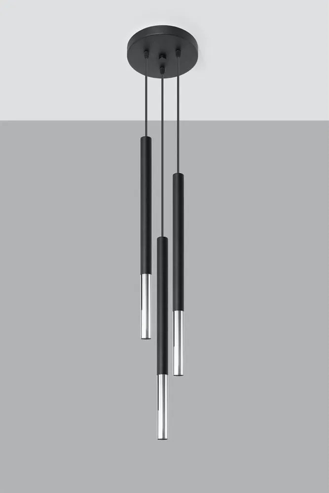 Черно/сребристo метално висящо осветително тяло ø 20 cm Asarot – Sollux