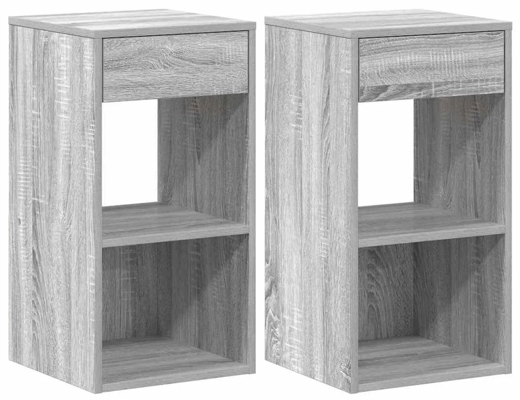 858724 vidaXL Нощни шкафчета с чекмеджета, 2 бр, сив сонома, 35x34x66,5 см