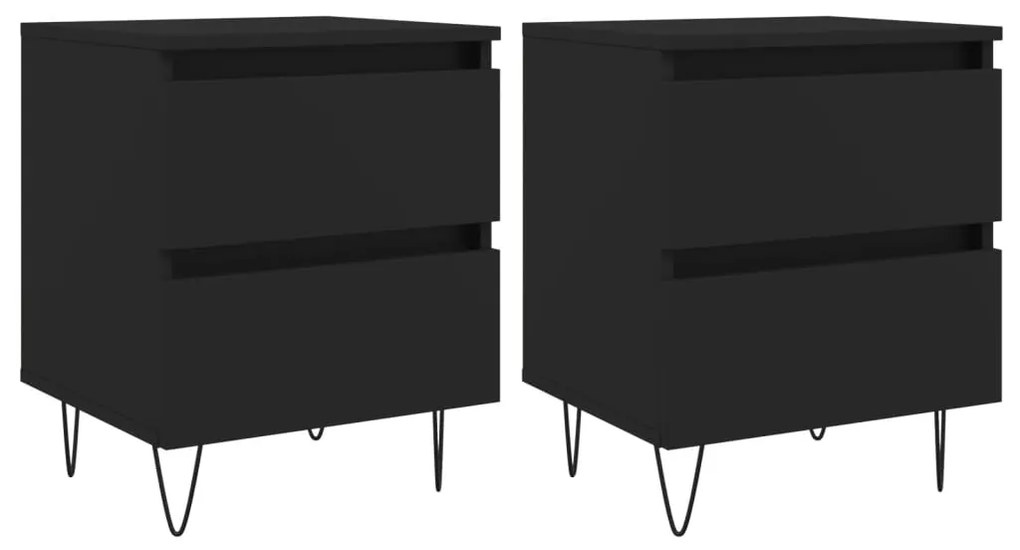 826879 vidaXL Нощни шкафчета, 2 бр, черни, 40x35x50 см, инженерно дърво