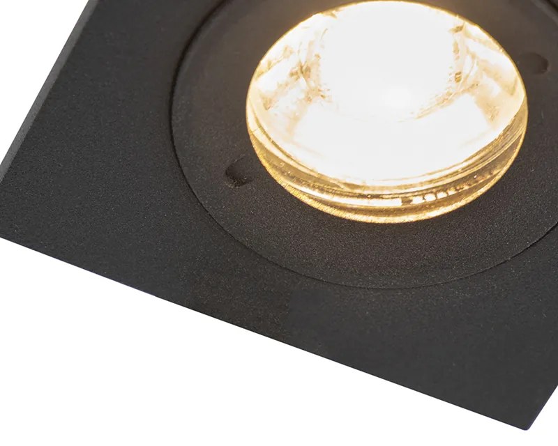 Комплект от 3 вградени прожектора за баня черен квадрат IP44 - Xena