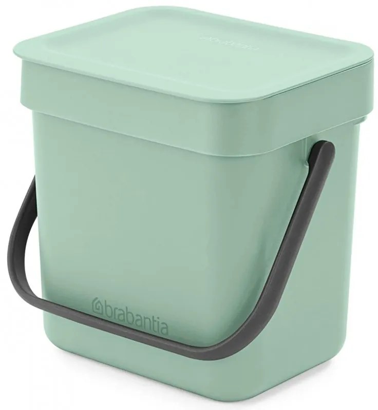 Кош за разделно събиране на боклук Brabantia Sort&Go 1005520, 3 л, Дръжка, Възможност за стенен монтаж, Светлозелен
