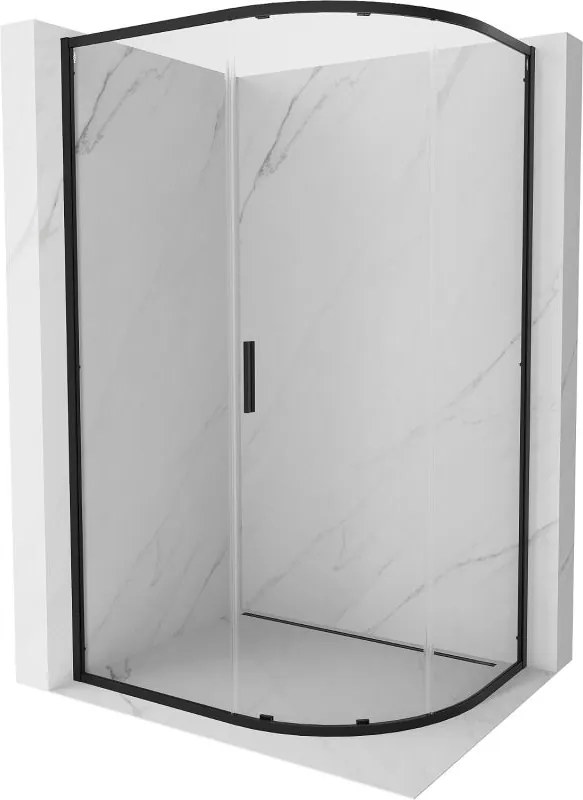 Mexen Exo полукръгла асиметрична плъзгаща се душ кабина 100 x 90 см, прозрачна, черна - 8131-100-090-70-00