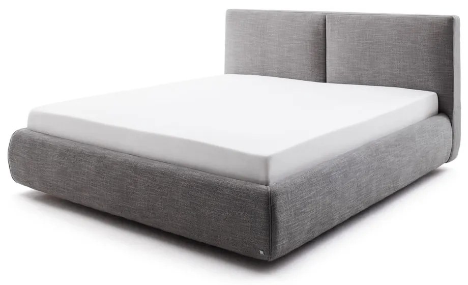 Тъмносиво двойно легло 180x200 cm тапицирано с място за съхранение с включена подматрачна рамка Atesio – Meise Möbel