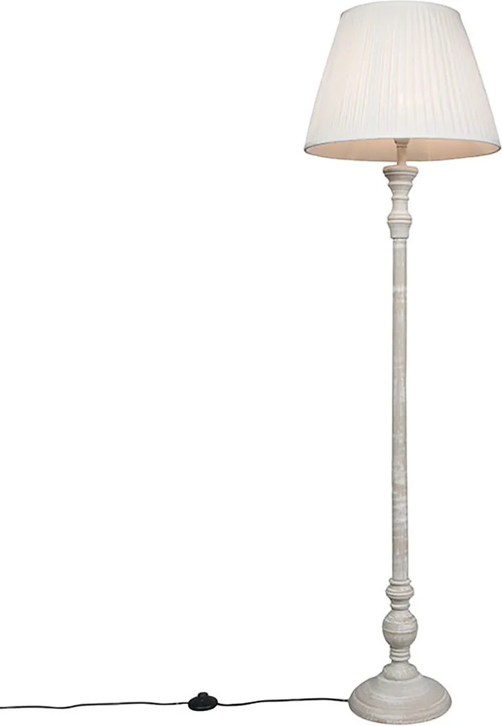 Интелигентна подова лампа сива с плътно абажур бял с Wi-Fi A60 - Classico