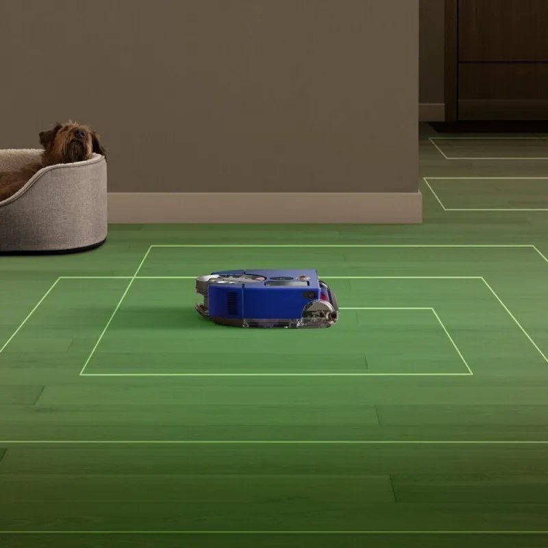 Прахосмукачка робот Dyson 360 Vis Nav, 65 AW, 22000 Pa, 110000 об/мин, 4 режима, 360° визуална навигация, Hyperdymium, Нисък профил, Син/никел