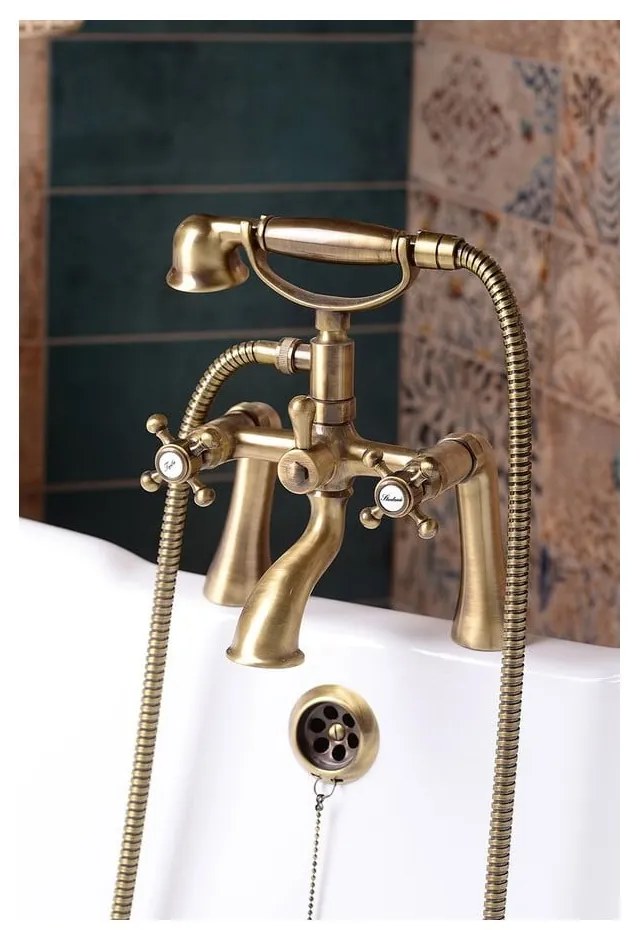 Стенна батерия за вана в златист цвят (2 изхода) Antea – Sapho