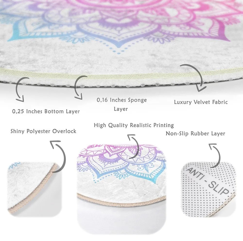 Бяло-розов кръгъл килим подходящ за пране и за прахосмукачки роботи ø 80 cm Comfort – Mila Home