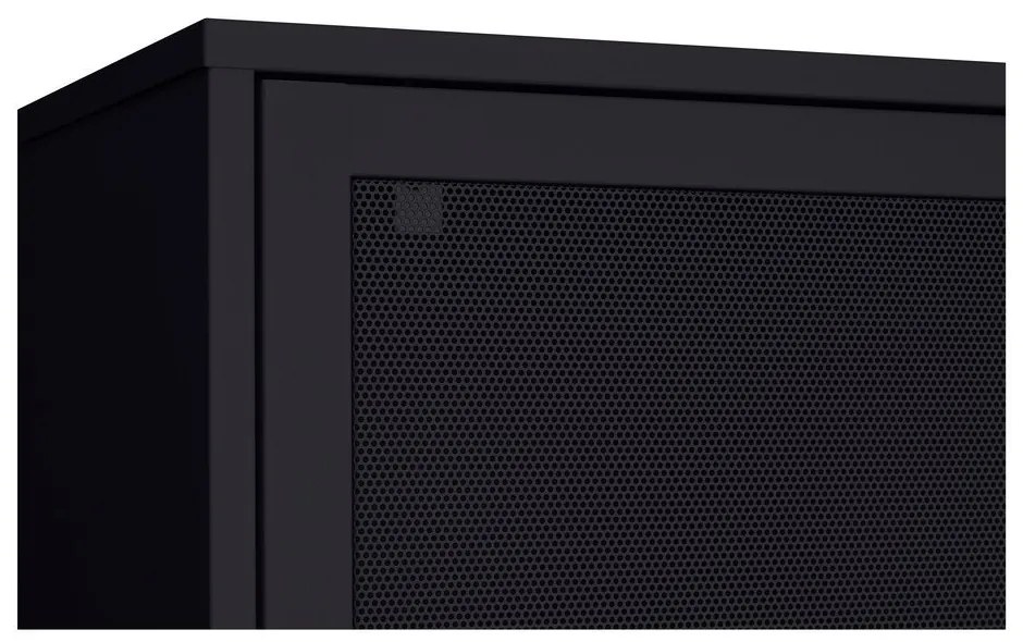 Черно метално шкафче с плъзгащи се врати 90x180x40 cm Veep – Unique Furniture