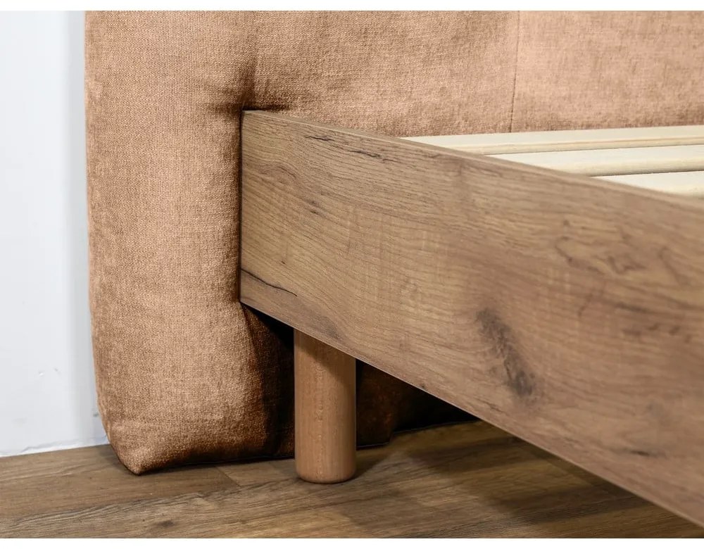 Светлорозово двойно тапицирано легло с включена подматрачна рамка 180x200 cm Kumo – Bobochic Paris