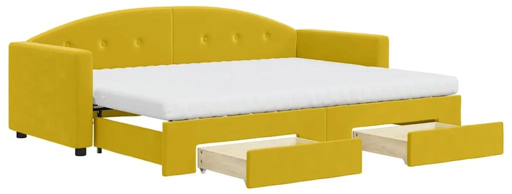 3197371 vidaXL Канапе с изтеглящо легло и чекмеджета жълто 80x200 см кадифе