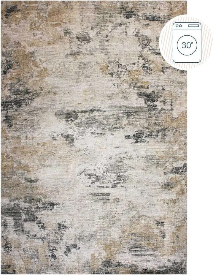 Сиво-бежов килим подходящ за пране 152x230 cm Lila Abstract – Flair Rugs