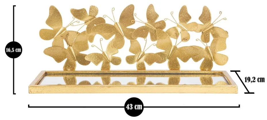 Нощно шкафче в златисто Butterfly – Mauro Ferretti