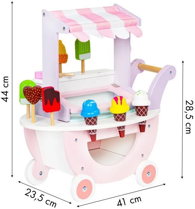 Дървена стойка за сладолед с аксесоари