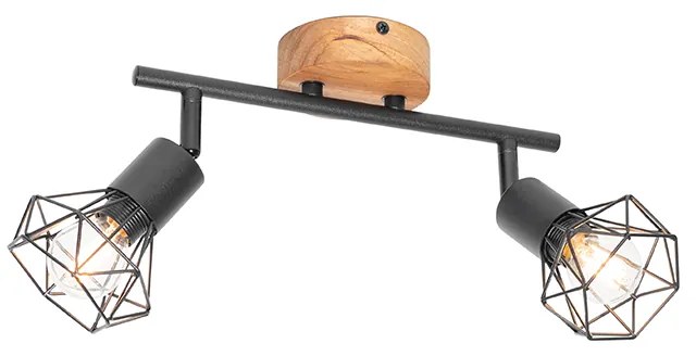 Прожектор черен с дърво въртящ се и наклонен 2-светлина - Mosh