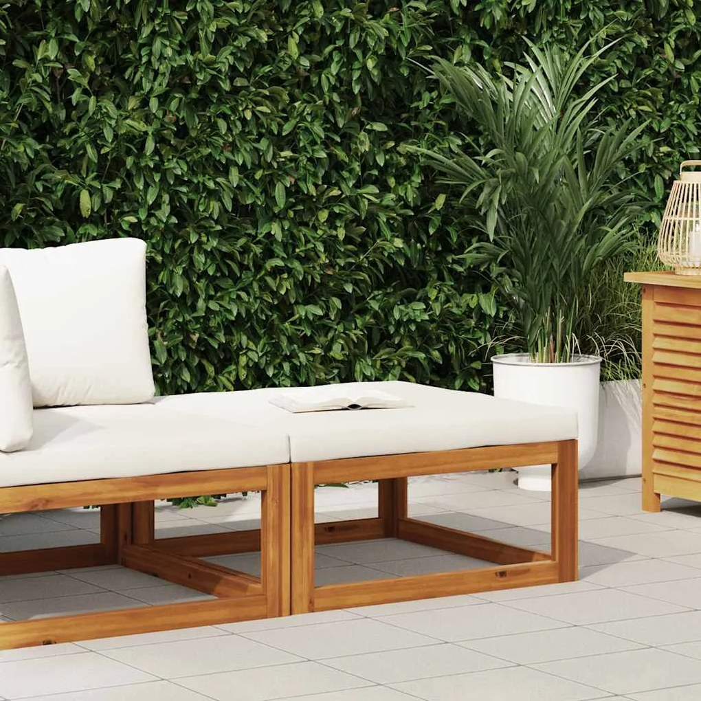 311865 vidaXL Табуретка, кремава възглавница, акациево дърво масив