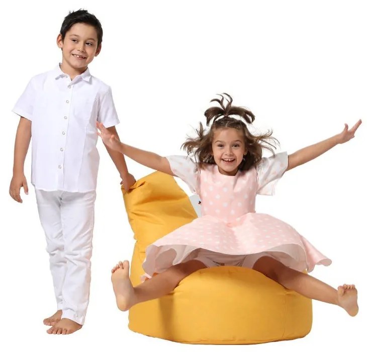 Жълт детски чувал за сядане Baton - Floriane Garden