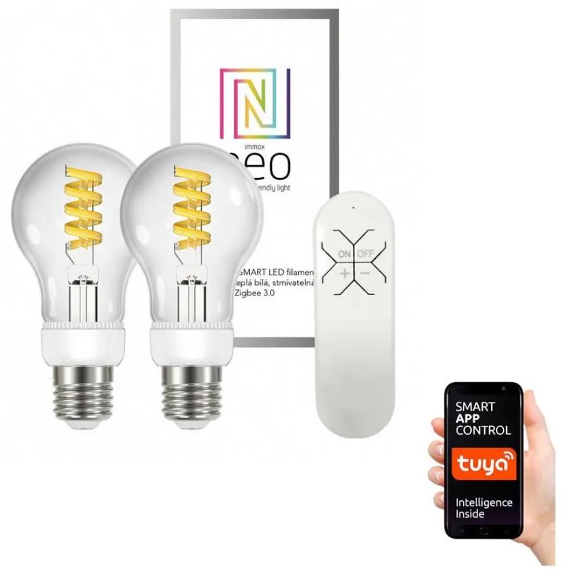 Immax Neo - КОМПЛЕКТ 2x LED димируема крушка FILAMENT E27 / 5W / 230V 2700-6000K + д.у.