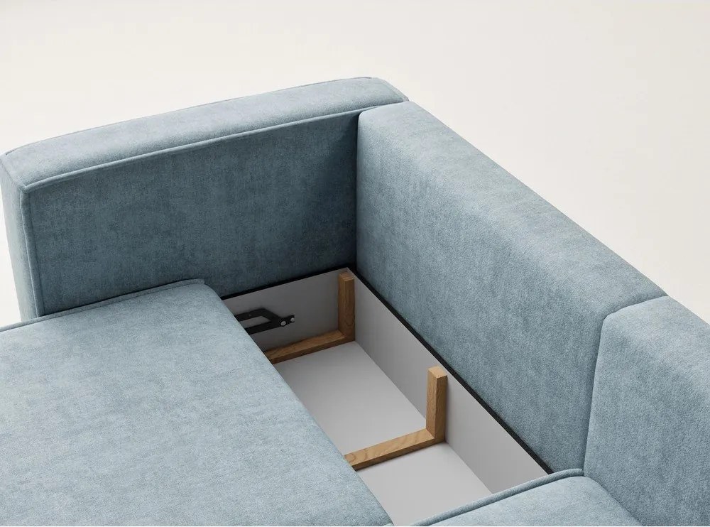 Светлосин шенилов сгъваем/с място за съхранение ъглов диван (десен ъгъл) Velto – Maison de Rêve