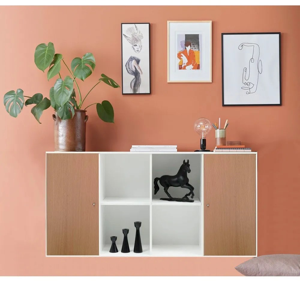 Бял стенен скрин от дъб Hammel , 136 x 69 cm Mistral Kubus - Hammel Furniture